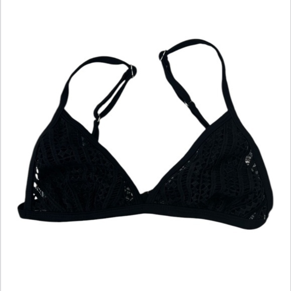 Xhilaration black crochet lace bikini swim top size small